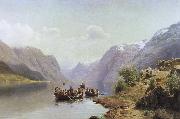 unknow artist brudfard pa hardangerfjorden oil painting picture wholesale